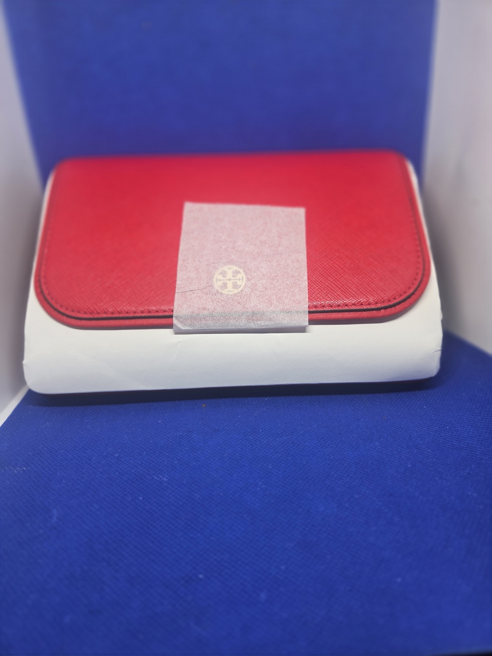 Tory Burch Red Saffiano Leather Wallet with Logo Tab Brand New With Tags